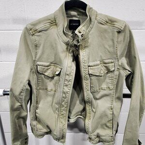 Liverpool Olive Green Full Zip Moto Jacket Size M